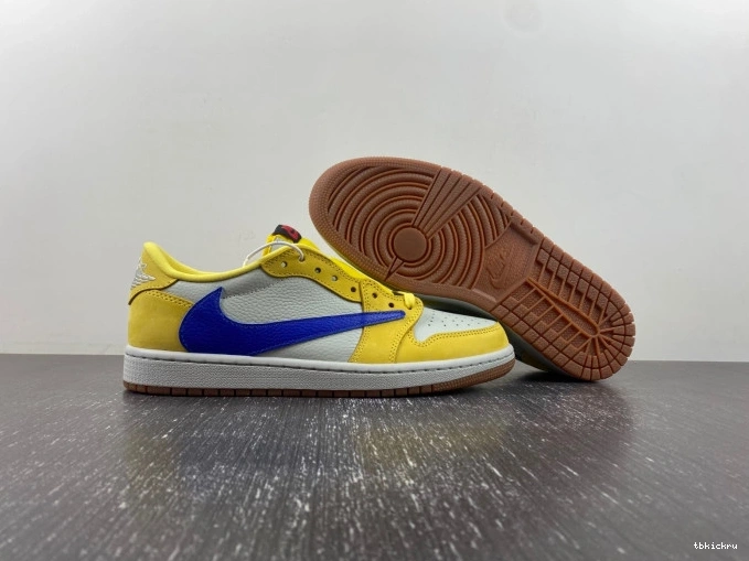 Rep TBkick DZ4137-700 Canary Low Air Jordan Scott x 1 OG Travis 0716